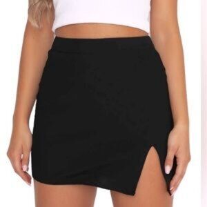 Canton Walker | Black Body Con Mini Skirt with Side Slit